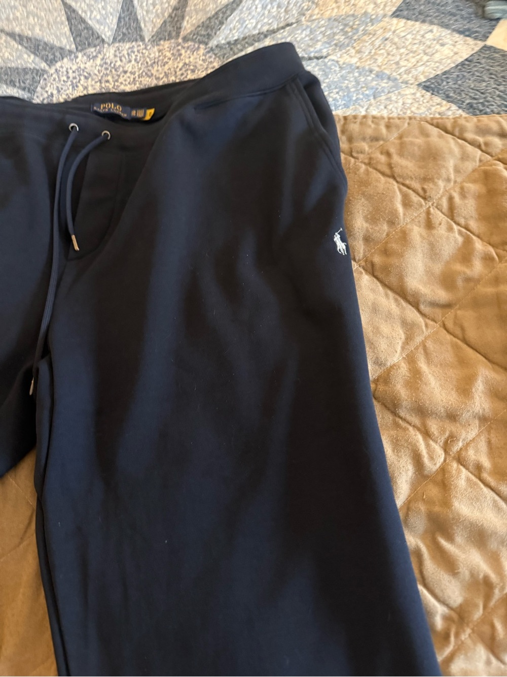Ralph Lauren Navy Joggers with Yellow Logo Tag